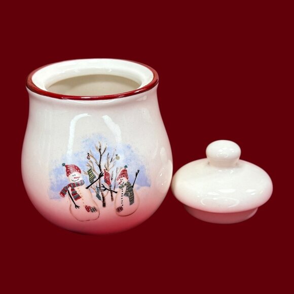 CIB Royal Seasons Stoneware Lidded Jar With Snowman Design - Picture 5 of 7